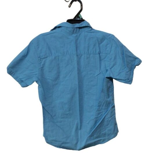 WRANGLER jeans co. short sleeve button down medium 8 blue cotton - Picture 2 of 3